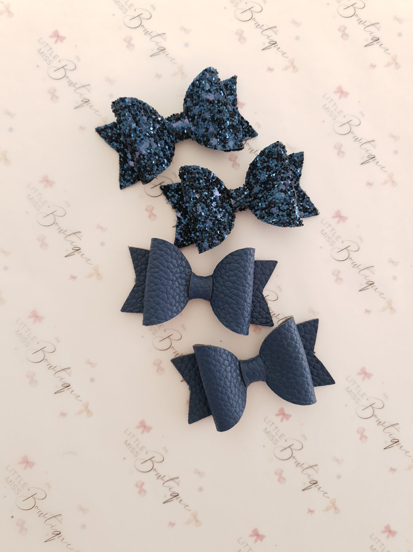 Faux Leather and Glitter Pigtail Bows (44 colours)