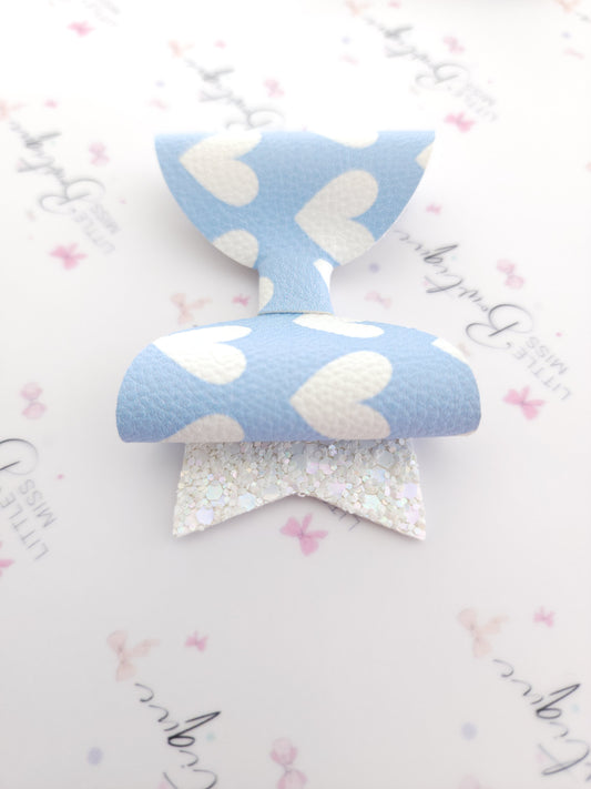 Pastel Hearts Leatherette Bow