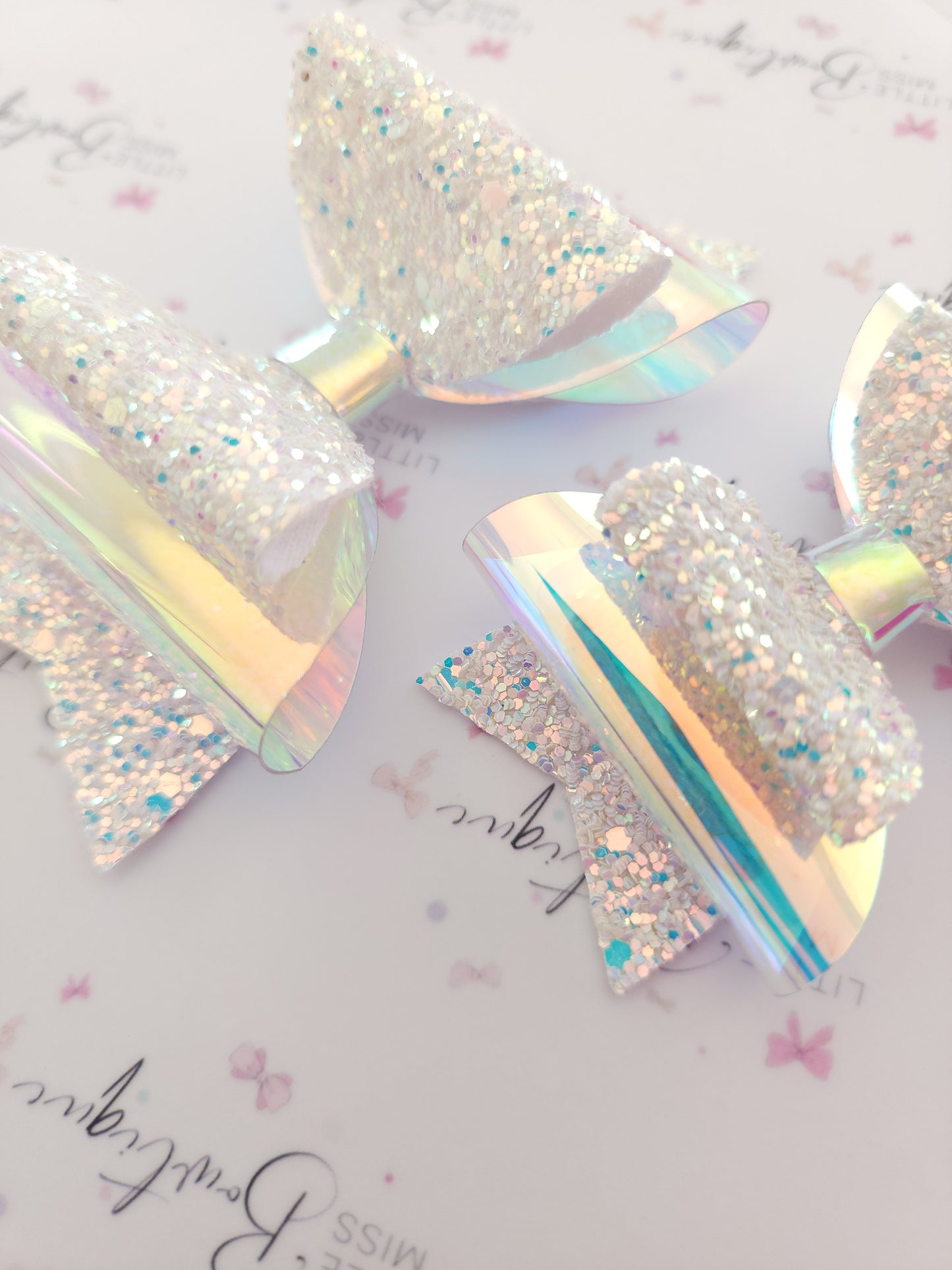 Blue and Iridescent Sparkle Bows (2 Colours)