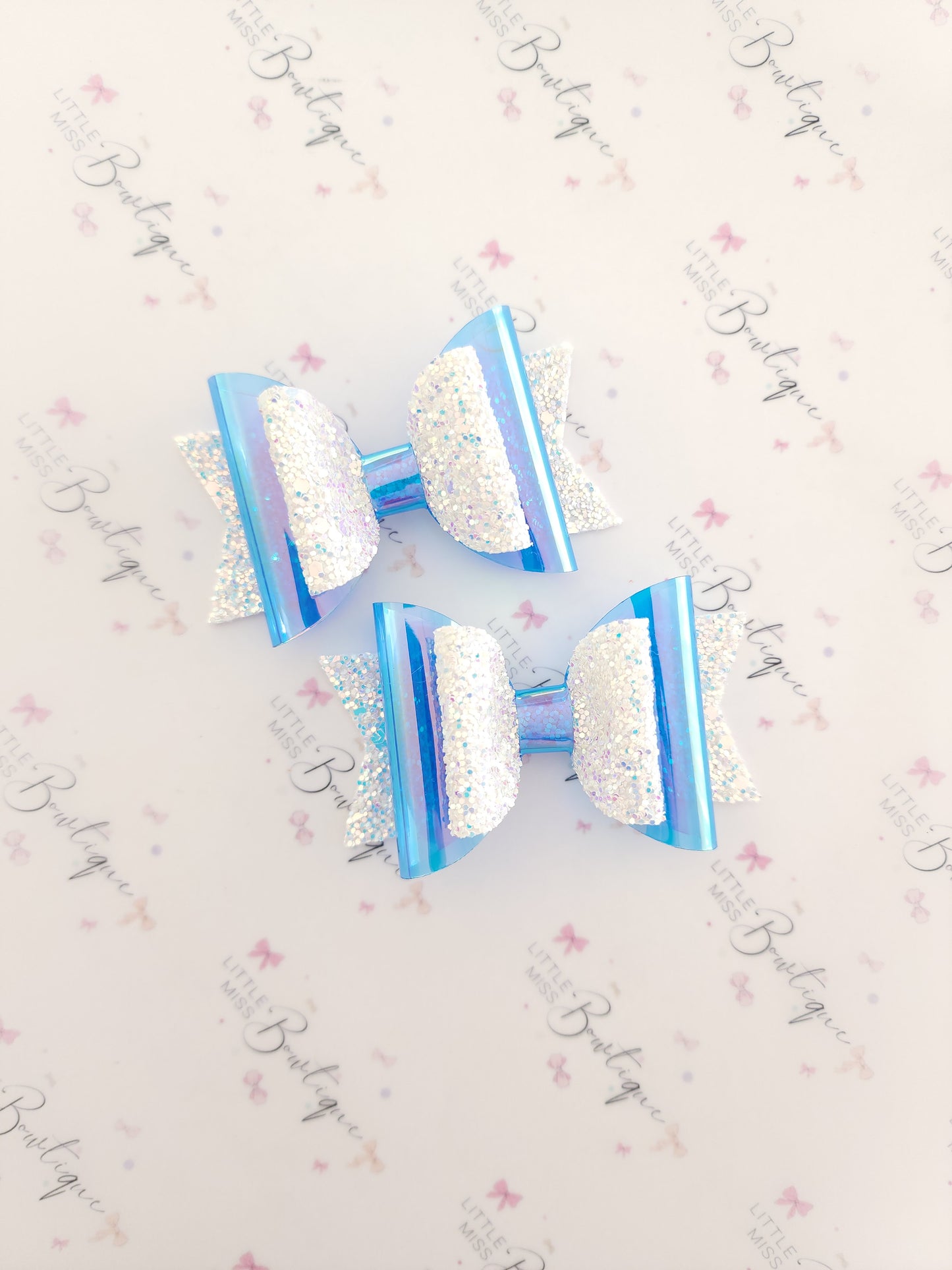 Blue and Iridescent Sparkle Bows (2 Colours)