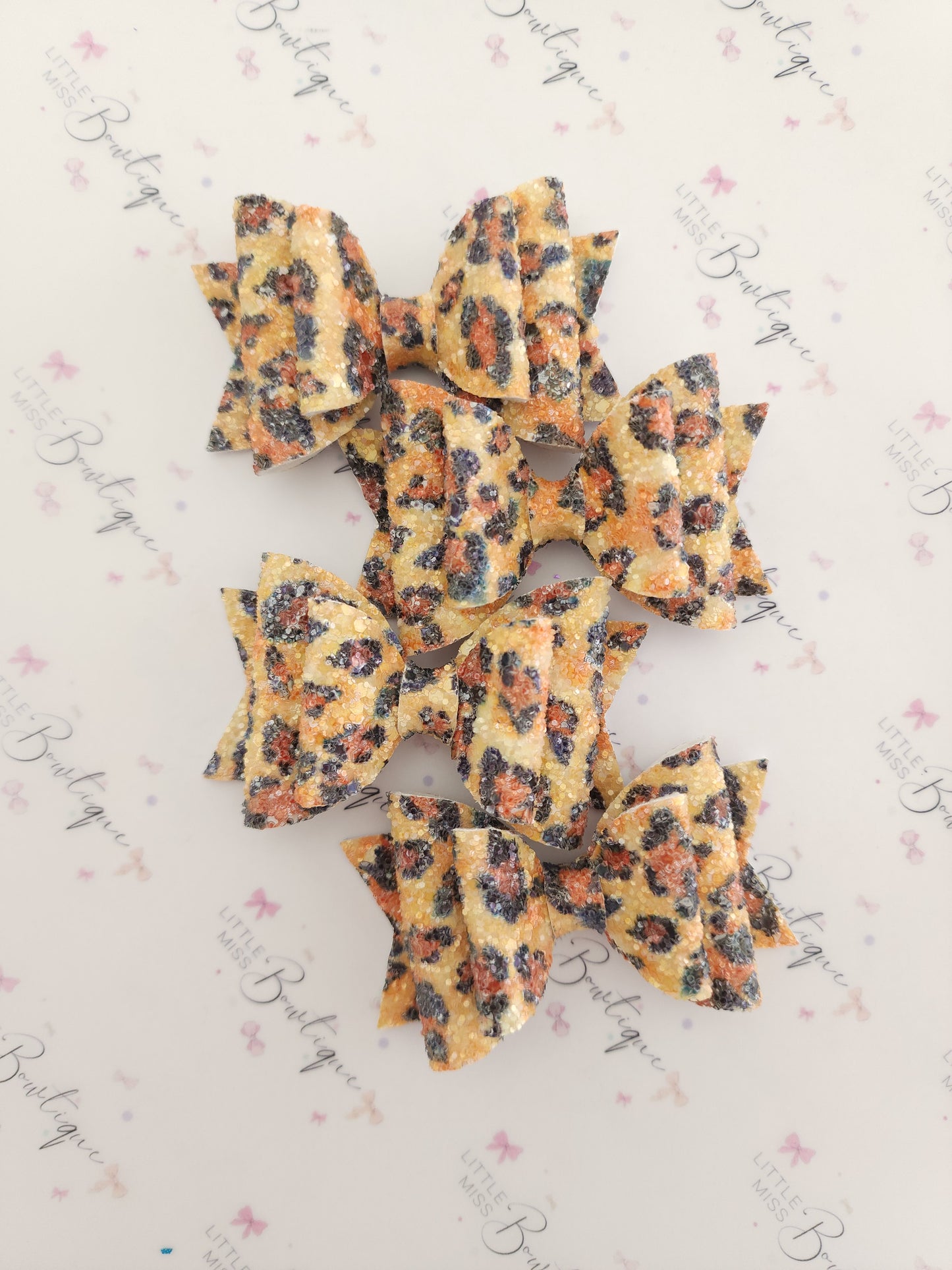 Glitter Leopard Double Bow