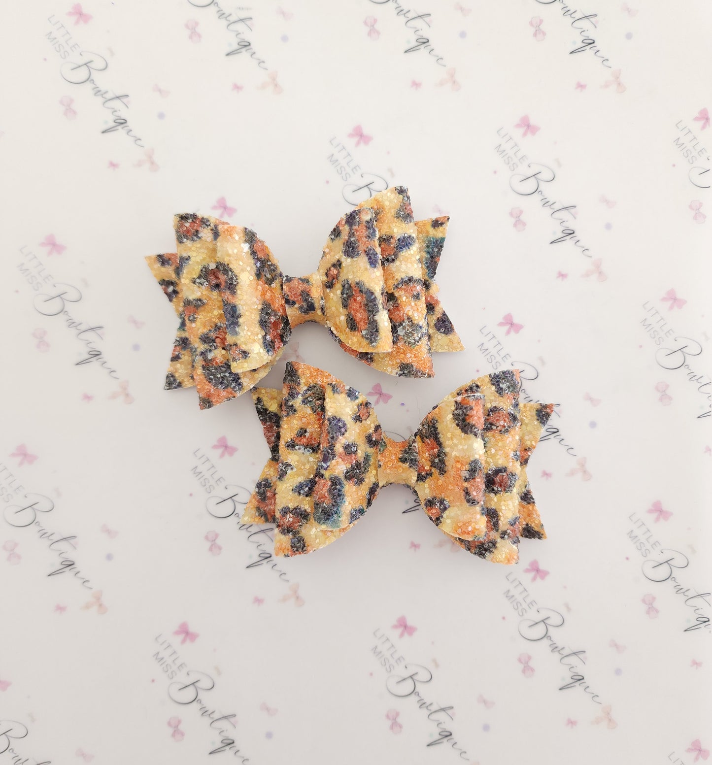 Glitter Leopard Double Bow