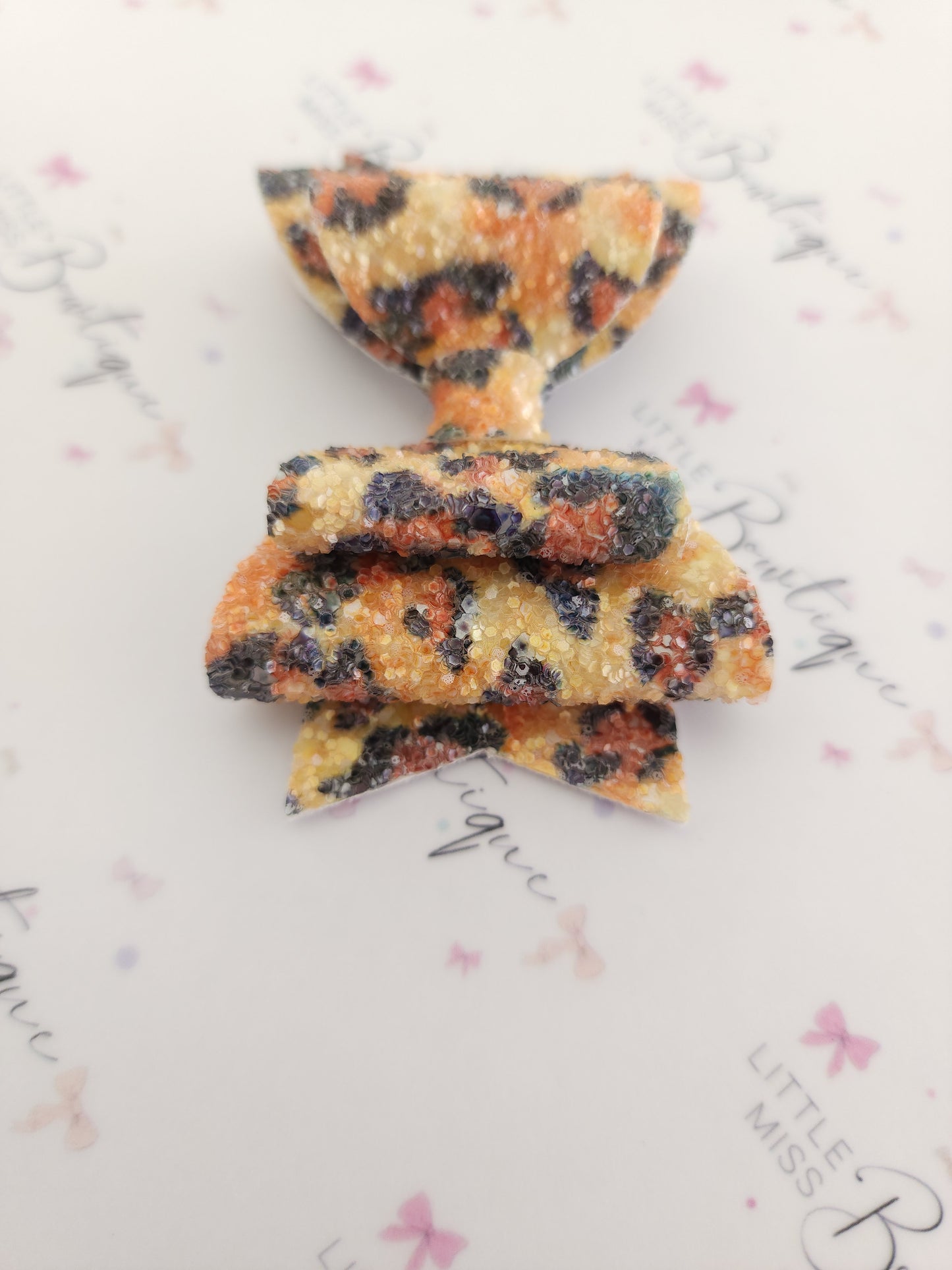 Glitter Leopard Double Bow