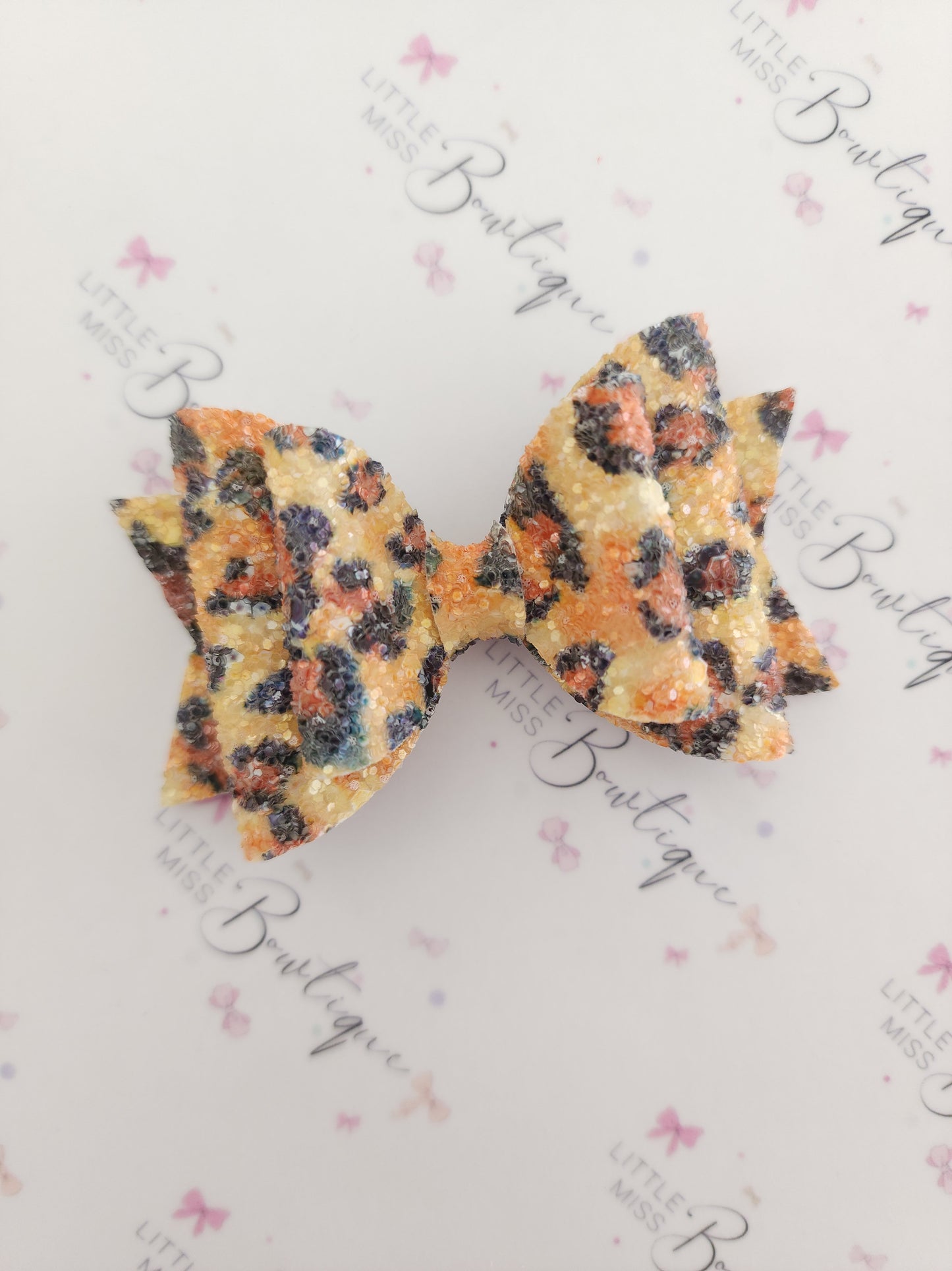 Glitter Leopard Double Bow