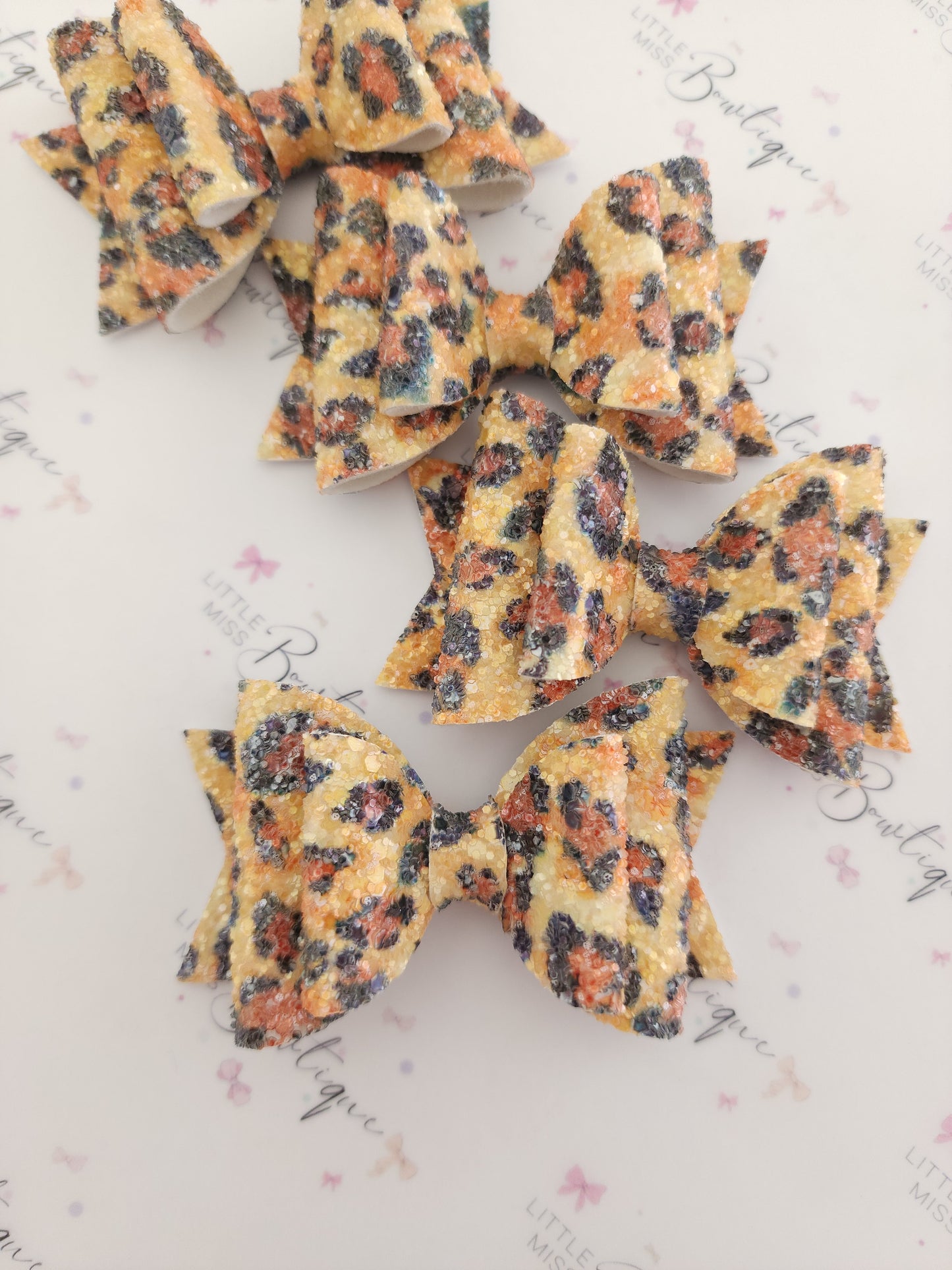 Glitter Leopard Double Bow