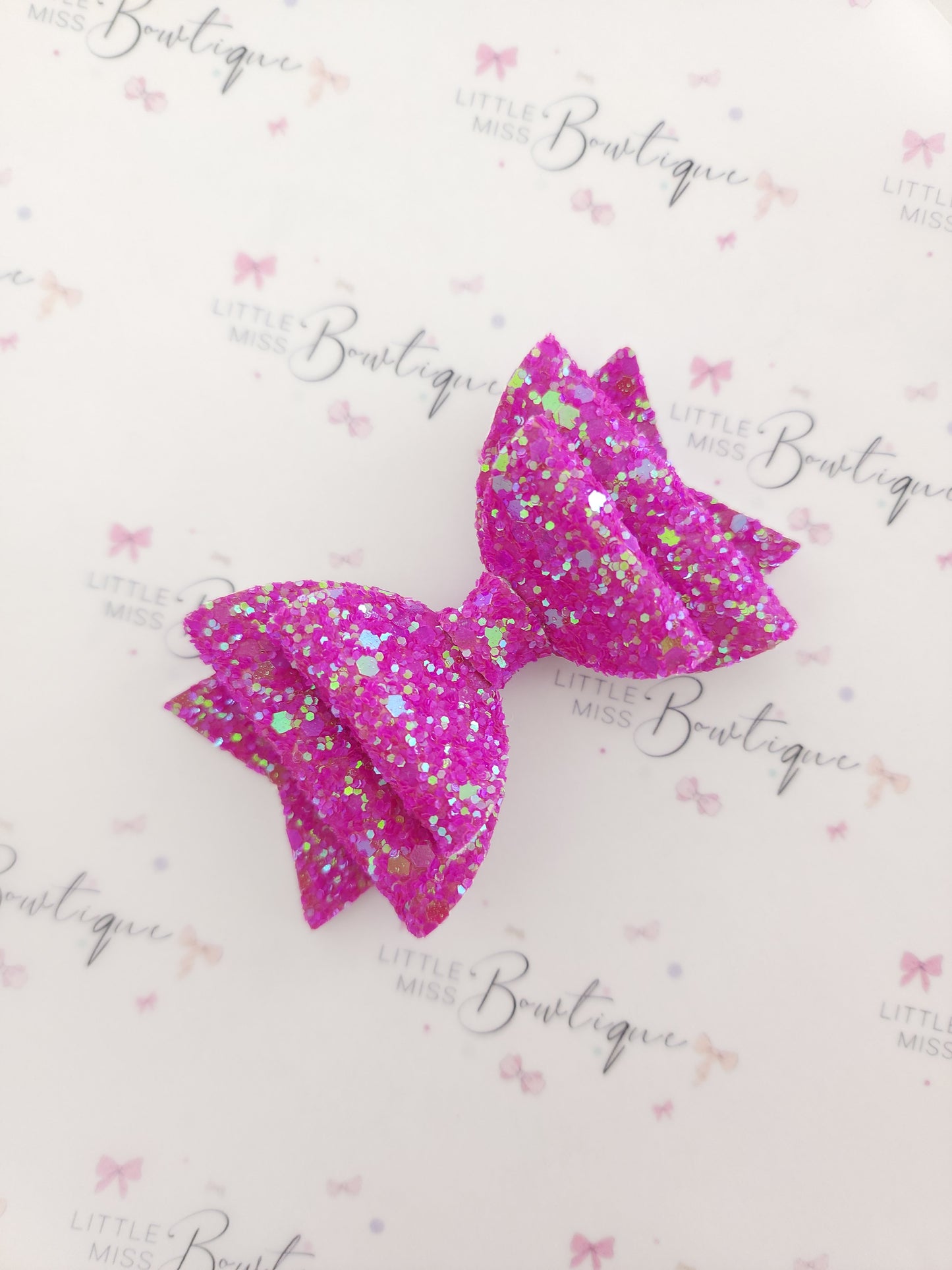 Bright Fluro Glitter Double Bows