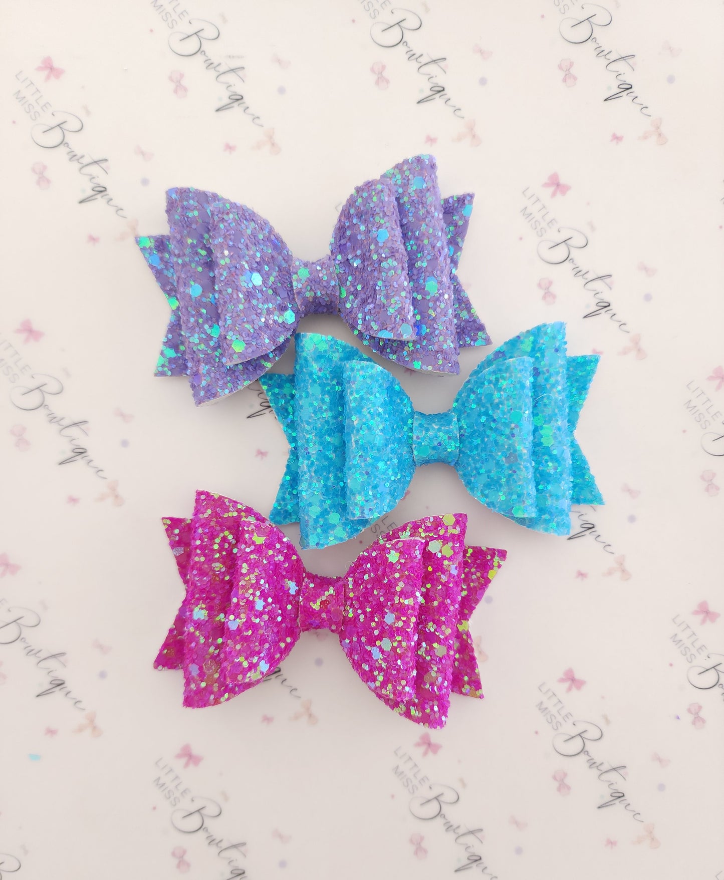 Bright Fluro Glitter Double Bows