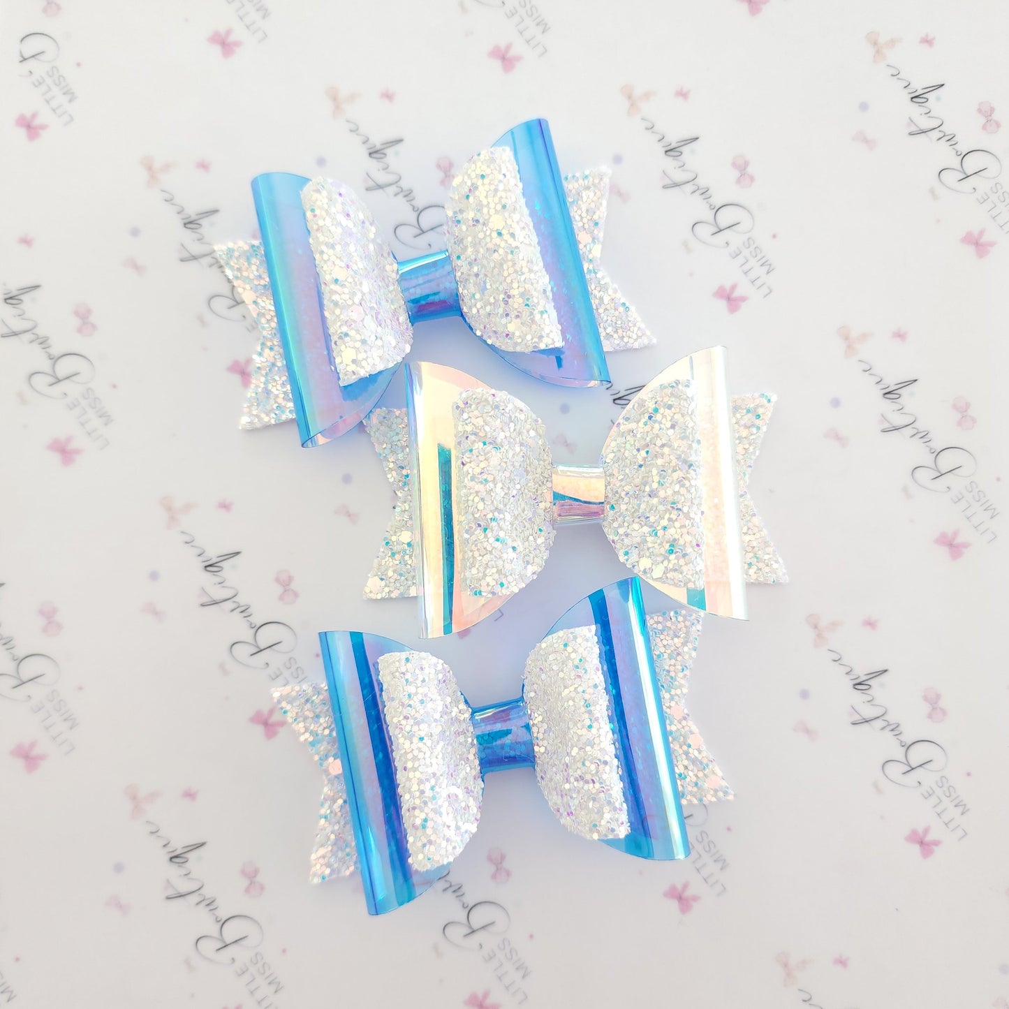 Blue and Iridescent Sparkle Bows (2 Colours)