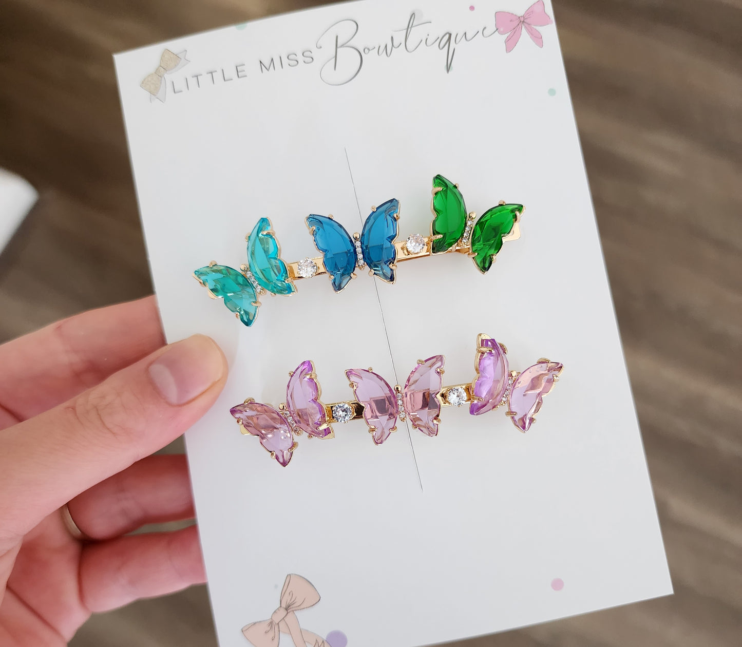 Rhinestone Butterfly French Barrette (3 colours)