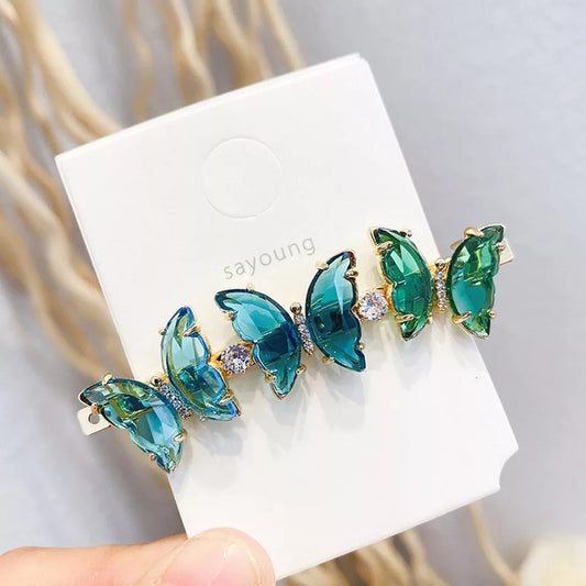 Rhinestone Butterfly French Barrette (3 colours)