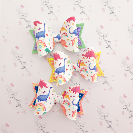 Rainbow Dinosaur Bows