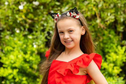 Black/Red Floral Cat Ears