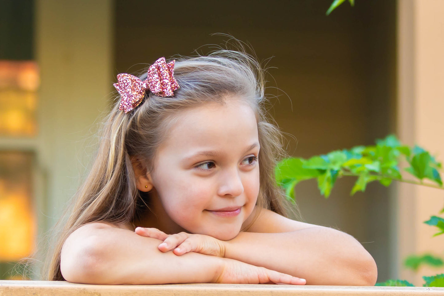Rose Gold and Emerald Double Glitter Bow