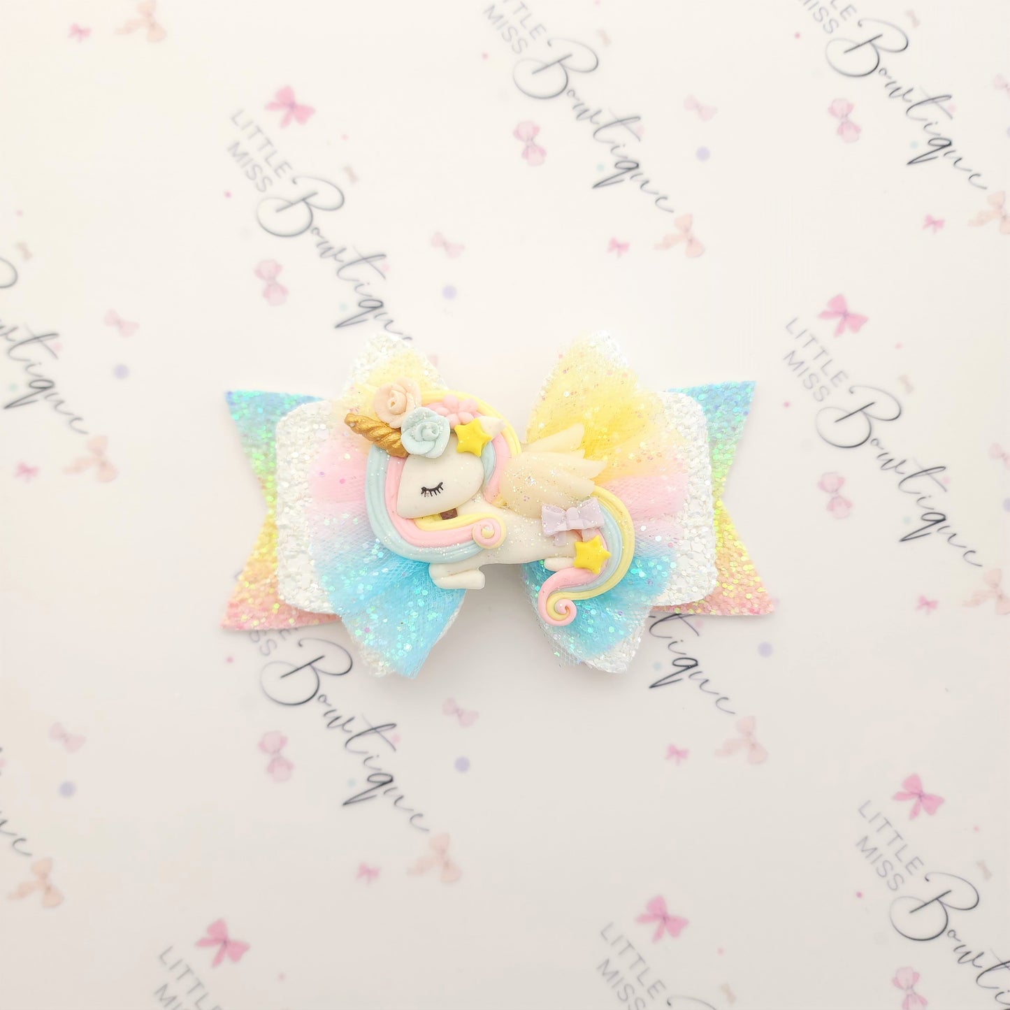 Sleepy Unicorn Tulle Bow