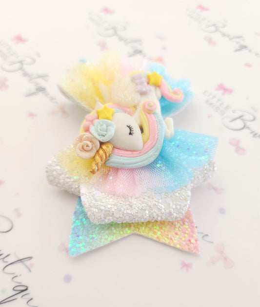 Sleepy Unicorn Tulle Bow