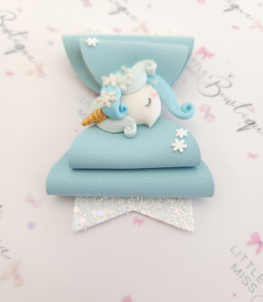 Blue Personalised Unicorn bow
