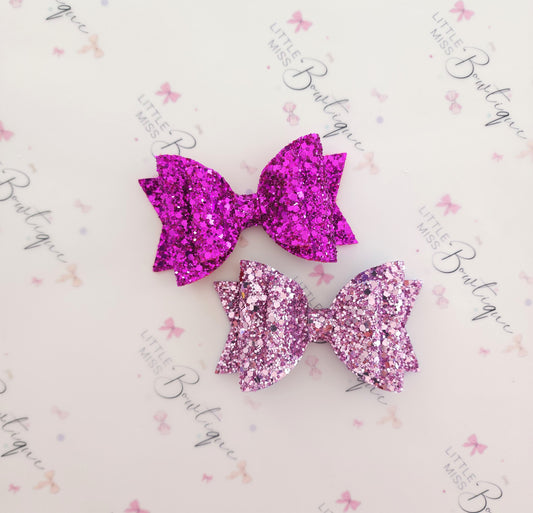 Shades of Purple/Green Double Glitter Bows