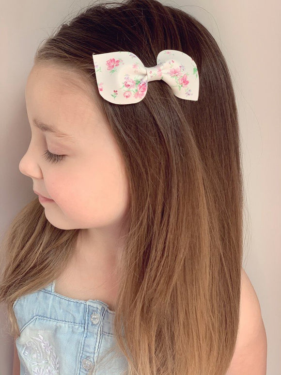 bows, handmade, hair accessories, floral, summer bows, fun, sparkles, hair clips, snap clips, small business
