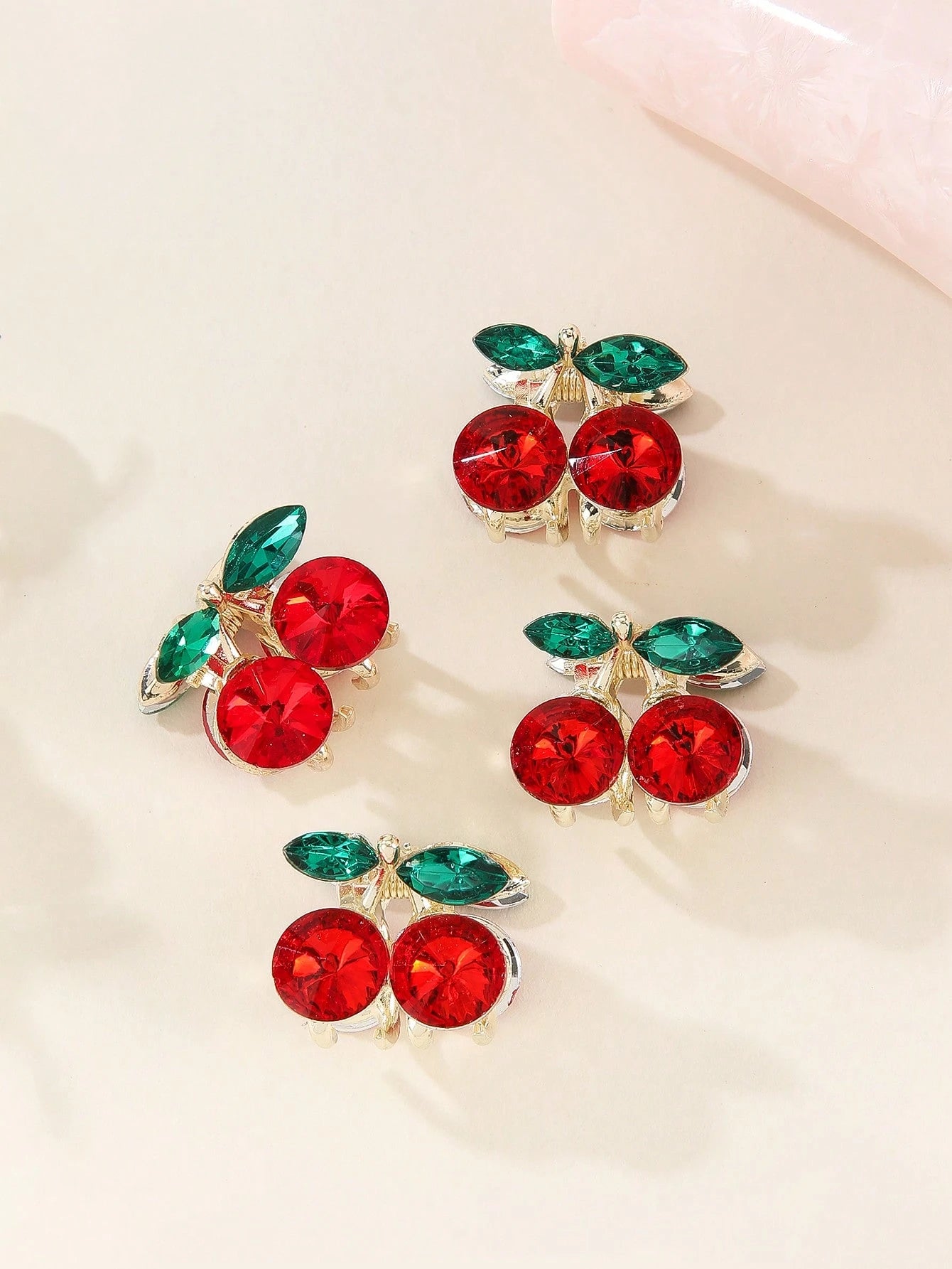 Cherry Rhinestone Claw Clips 2pk
