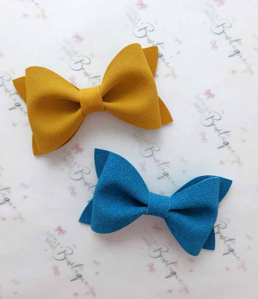 Mustard and Teal Suede Ivy  Bow