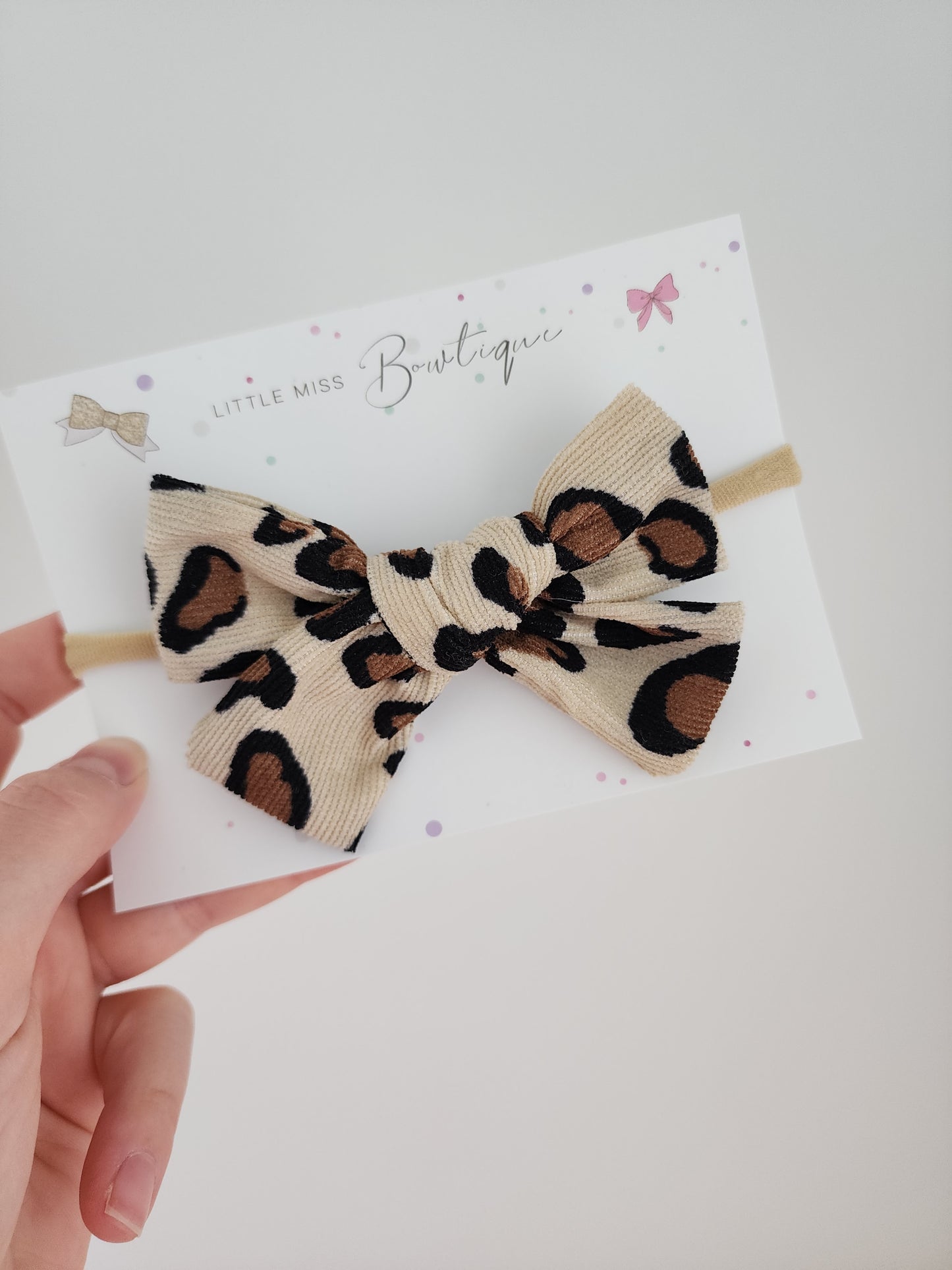 Leopard Corduroy Fabric Bow