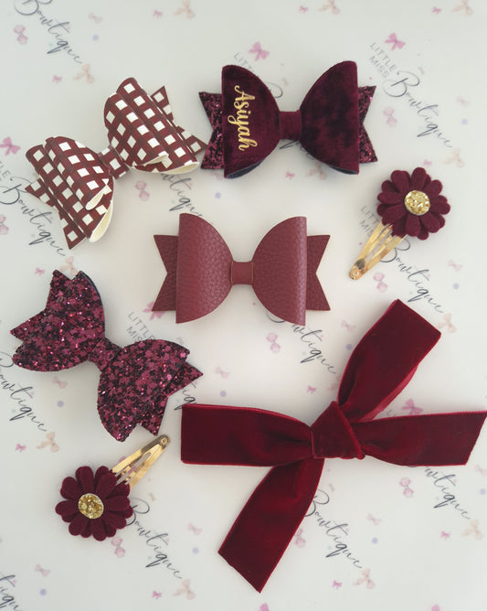 Burgundy School Bows