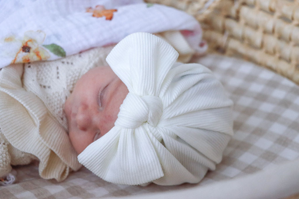 Ribbed Bow Baby Turban (8 colours)
