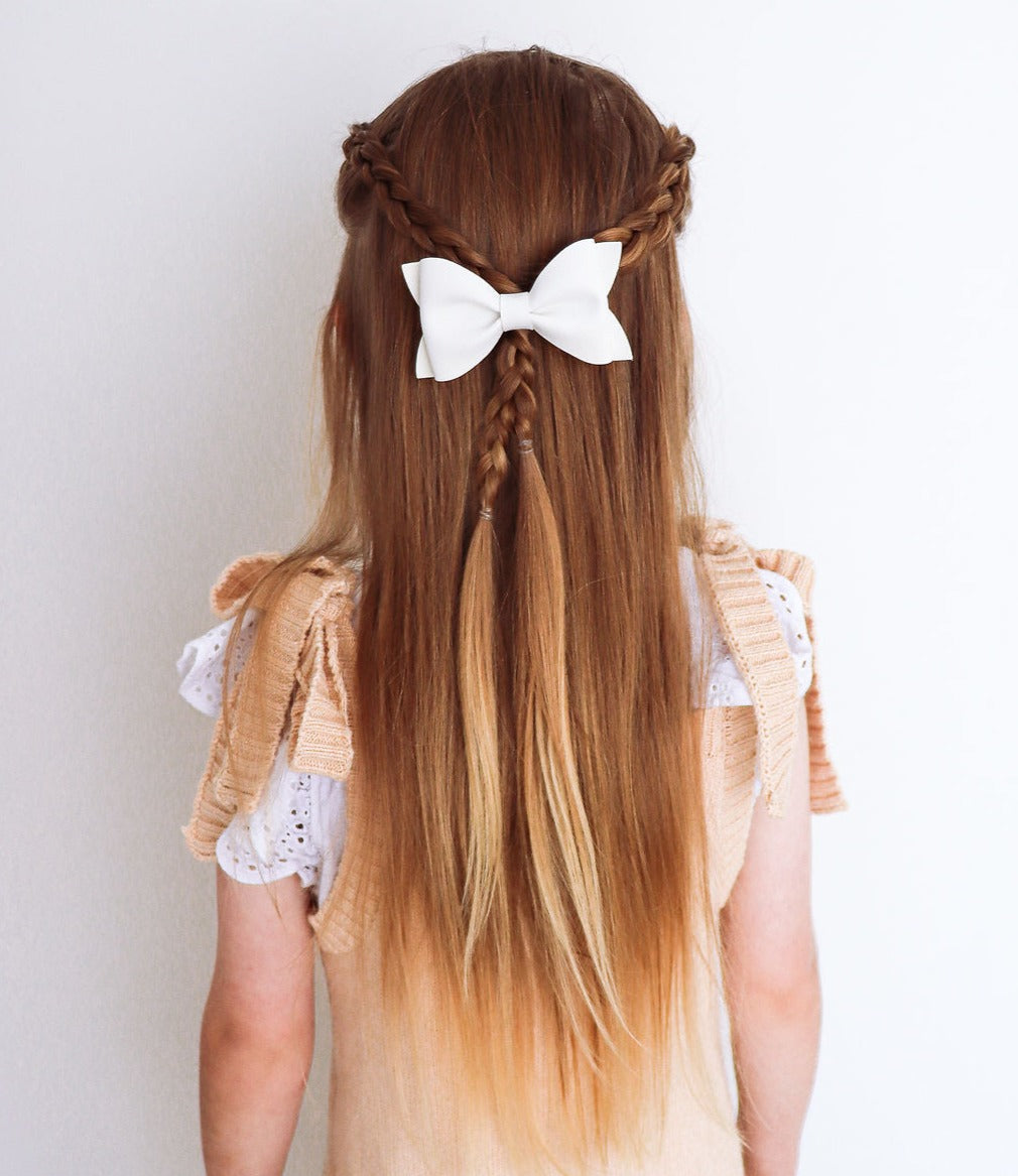 Fawn and White Suede Ivy  Bows