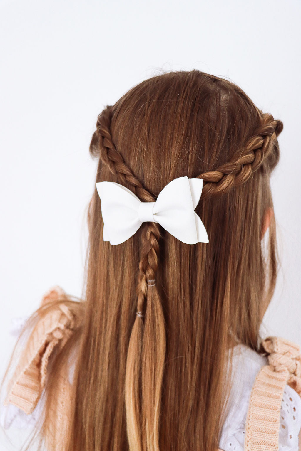Fawn and White Suede Ivy  Bows