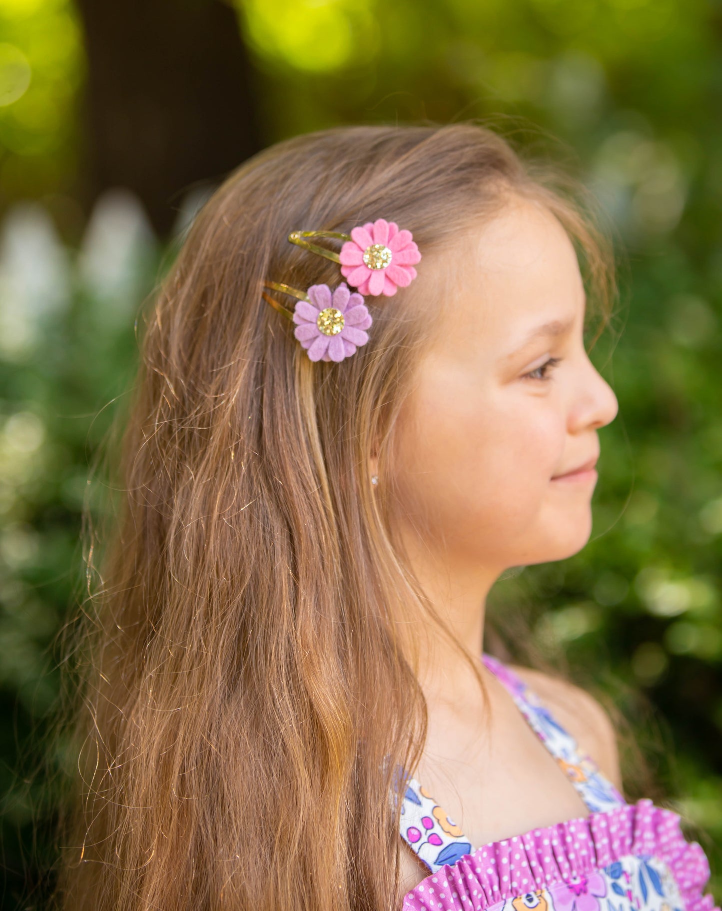 Pink Daisy Snap Clips
