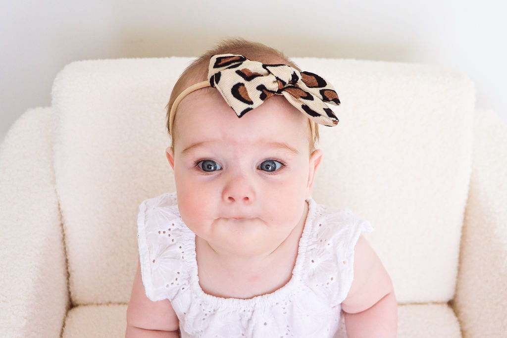 Leopard Corduroy Fabric Bow