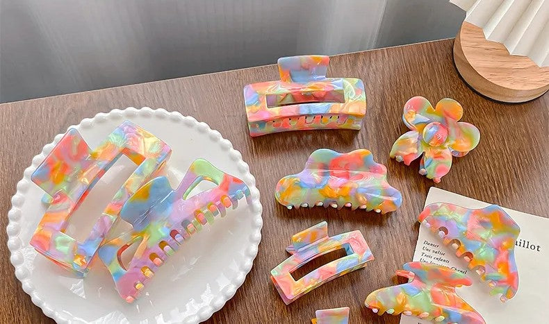Bright Rainbow Claw Clips