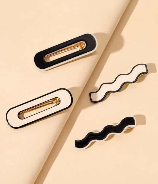 French Black/White Fringe Clips