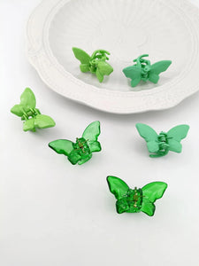 Tones of Green Butterfly Clips 6pk