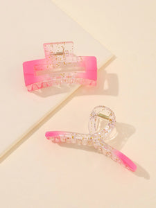 Pink Glitter Claw Clips