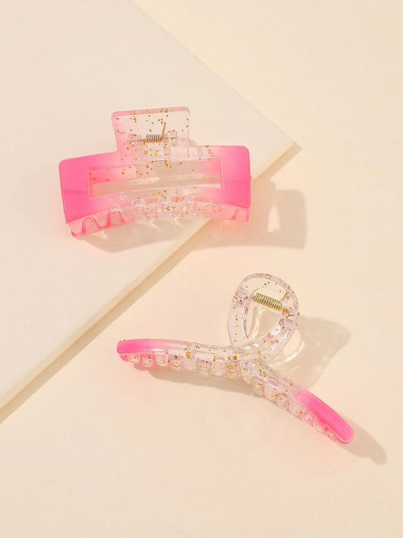 Pink Glitter Claw Clips