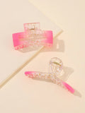 Pink Glitter Claw Clips