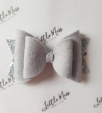White and Grey Merino Wool Felt Bows