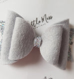 White and Grey Merino Wool Felt Bows