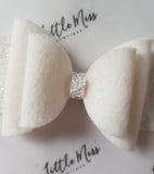 White and Grey Merino Wool Felt Bows
