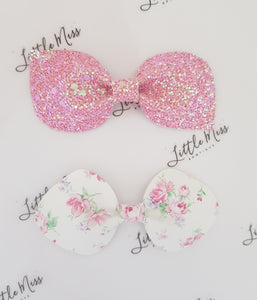 Pink Floral Pinch Bows