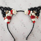 Black/Red Floral Cat Ears