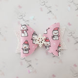 Christmas bow, christmas hair clip, snowman bow, winter bow, snowflake bow