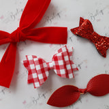 Gingham red school bow set