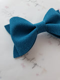 Mustard and Teal Suede Ivy  Bow