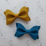 Mustard and Teal Suede Ivy  Bow