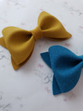 Mustard and Teal Suede Ivy  Bow