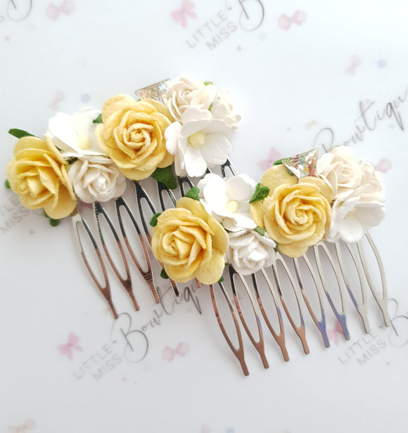 Yellow Floral Comb