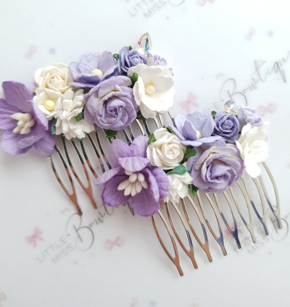 Purple Floral Comb