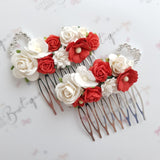 Small Red Floral Comb
